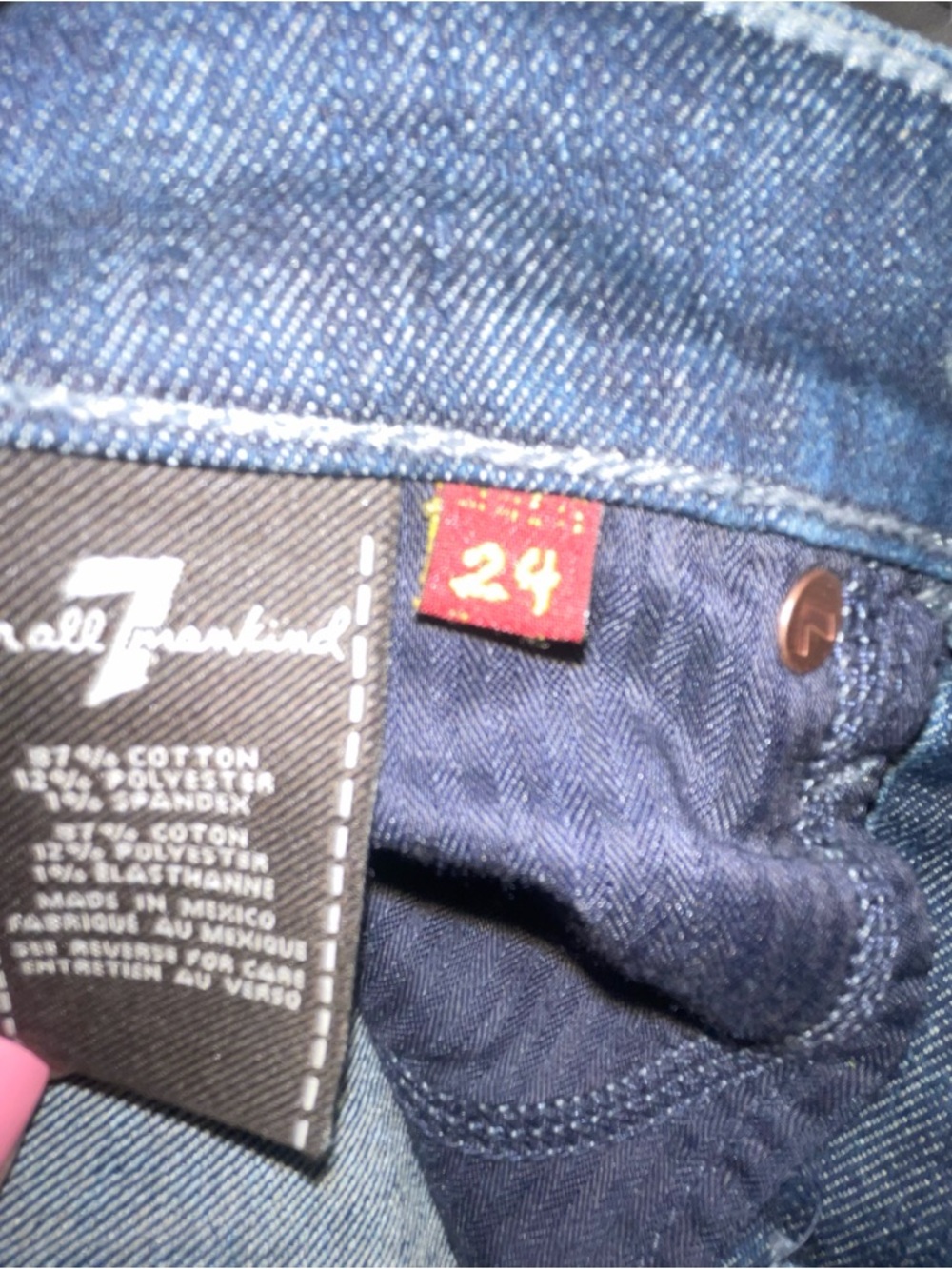 7 for All Mankind Gwenevere Super Skinny Jeans Low Rise Dark Wash Size 24 Denim - Picture 4 of 16